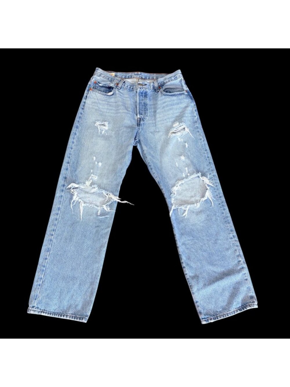 Levis 501 Light Wash Distressed Button-Fly Jeans W29 L30 Y2K